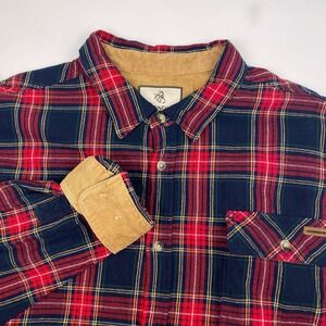 Legendary Whitetails Mens 2XL Plaid Flannel Shirt Red Blue Corduroy‎ Collar